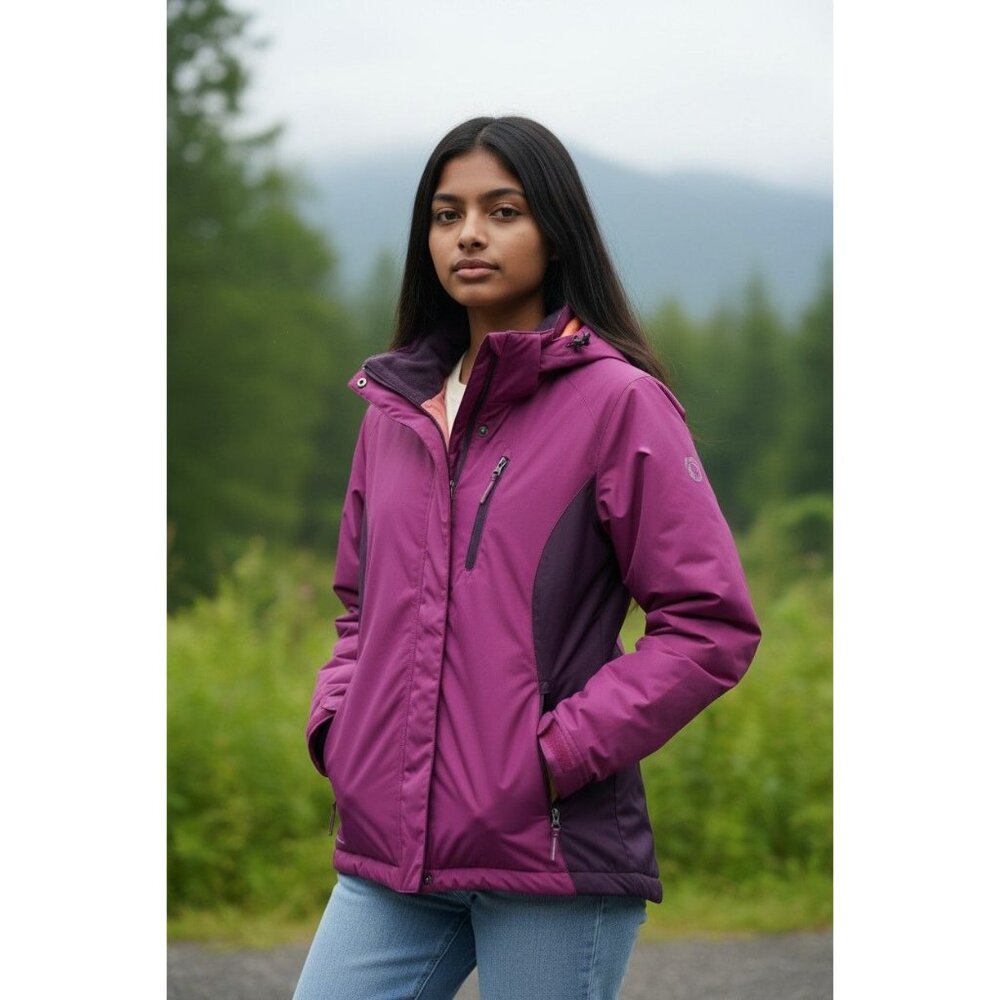 Girls Champion C9 3-in-1 Water & Wind Resistant Jacket/Coat. Pink & Purple XL